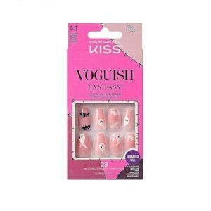 Kiss Voguish Fantasy Halloween Nails Black and WhiteMed Coffin Shape28ct